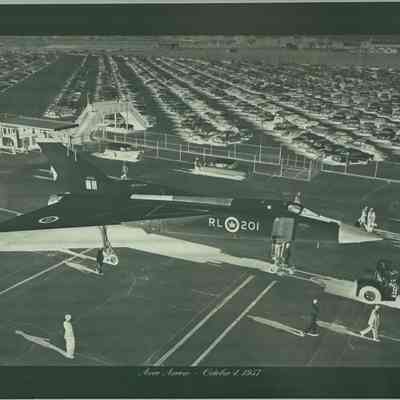 3/4 view of Arrow RL-201 on Rollout Day (Negative) see See AC.1999.3.1