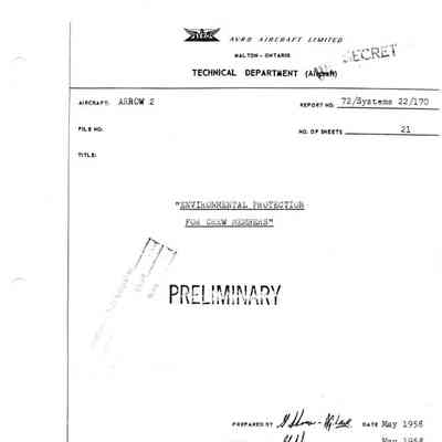 Environmental Protection for Arrow 2 Crew Members Report 72/Systems 22/170