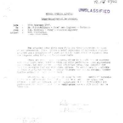 Memo to F.D.M. Williams re: Fuel Properties