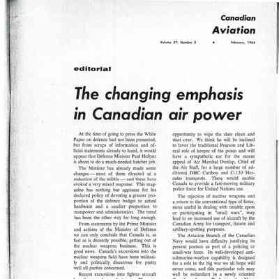 The changing emphasis in Canadian air power