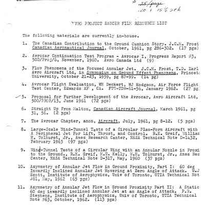 Avro Project Saucer Film Resource List