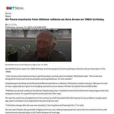 Air Force mechanic from Alliston reflects on Avro Arrow on 106th birthday