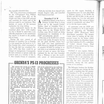 Orenda's PS-13 Progresses