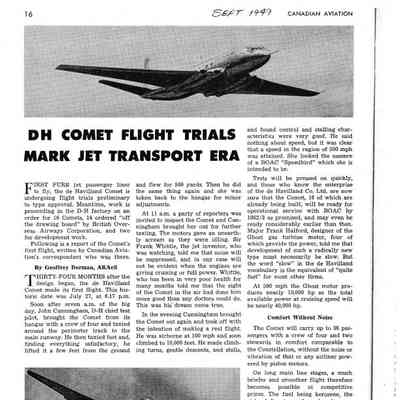Comet Flight Trials Mark jet transport era