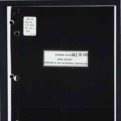 Proposal layout of Arrow aircraft description and maintenance instructions