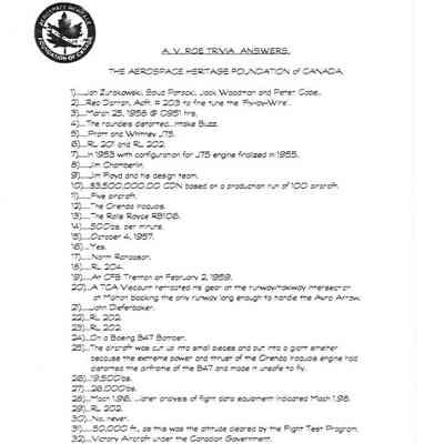 A.V.Roe Trivia (Quiz Answers)