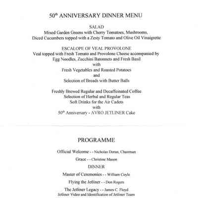 Jetliner '99 - 55th Anniversary - dinner menu & Program