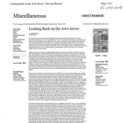 Looking Back on the Avro Arrow
