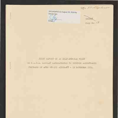 Joint report on an RCAF-DRB-NAE visit to N.A.C.A. Langley Laboratories to discuss aerodynamic problems of Avro CF-105 Aircraft: 19 November 1954