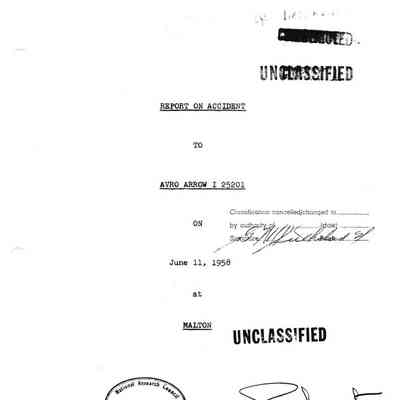 Report on Accident of Arrow 1 25201 on June 11, 1958