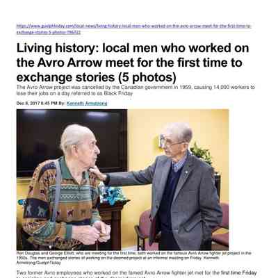 Living history: local men who worked on the Avro Arrow meet for the first time to exchange stories