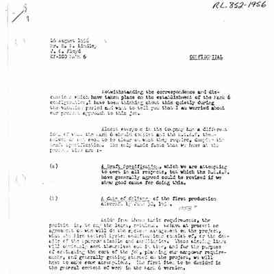 Letter discussing some design considerations for the Mark6 Version of the CF100