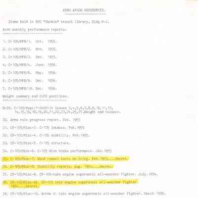 Source References For The Avro Arrow - NRC/Rockcliffe/DND - Library and Archives Canada