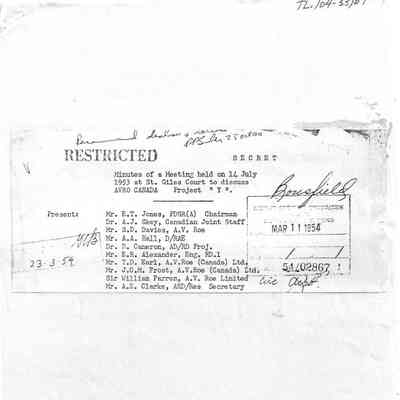 Minutes of a meeting held on 14 July 1953 at St. Giles Court to discuss Avro Canada Project "Y"