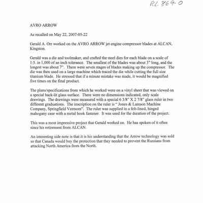 Gerald A. Orr note