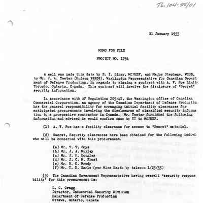 Memo to File, Project 1794