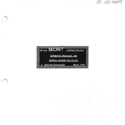 Automatic Stability and Control System for CF-105