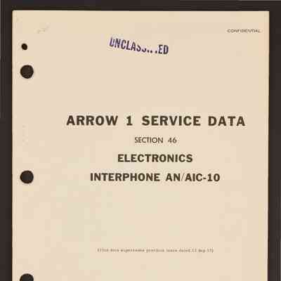 Arrow 1 service data. Section 46: Electronics: interphone AN/AIC-10
