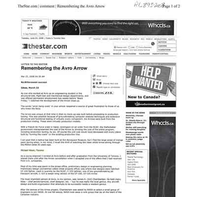 Remembering the Avro Arrow