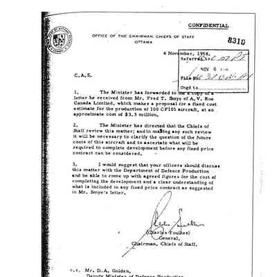 Chief of Staff instructions re Smye letter
