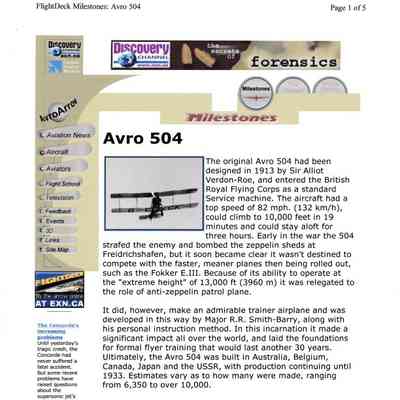 Milestones - Avro 504