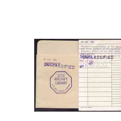 Avro Library Card card - FR 10B NAE - Pressure Measurements on the upper and lower surface of the nacelle-fuselage fillet of the AVRO CF100 half model