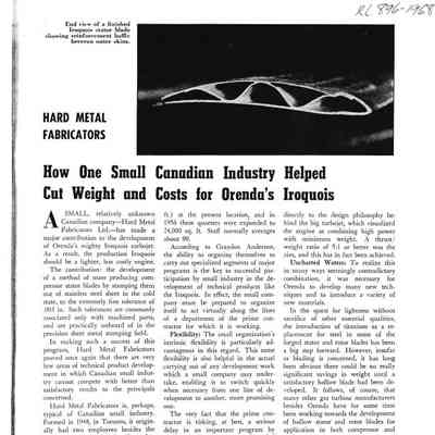Hard Metal Fabricators - How one small Canadian industry helped cut weight and costs for Orenda's Iroquois