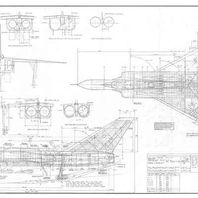 Aerodynamic 3 view 2 Seat version c/w 2 J67 Engines - scale 1/24, Drawing 7-0100-6