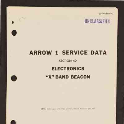 Arrow 1 service data. Section 42: Electronics: "X" band beacon