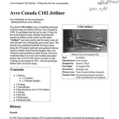 Avro Canada C102 Jetliner