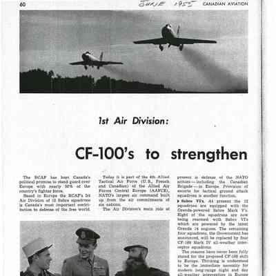 1st Air Division: CF-100's to strengthen Canada's NATO role