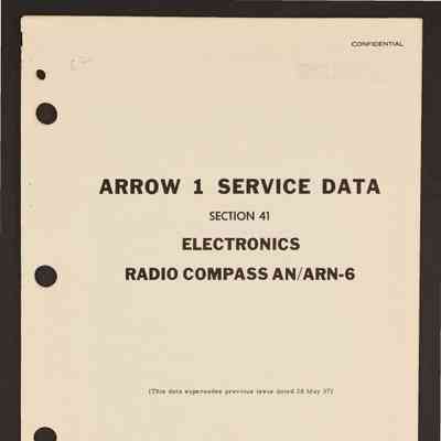 Arrow 1 service data. Section 41: Electronics: radio compass AN/ARN-6