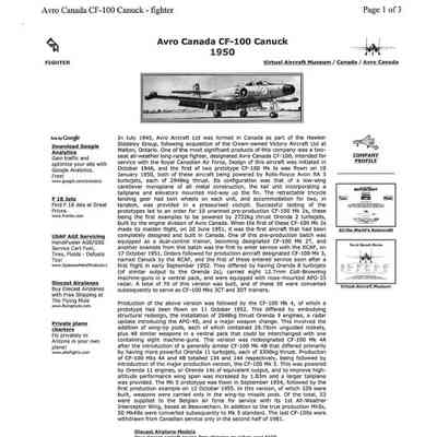 Avro Canada CF-100 Canuck 1950