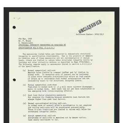 Structural Integrity Manoevres as required by Specification MIL-S-5711 (USAF)