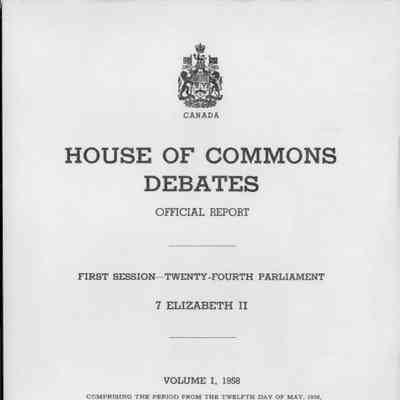 House of Commons Debates Vol 1 May 12 to June 10 1958