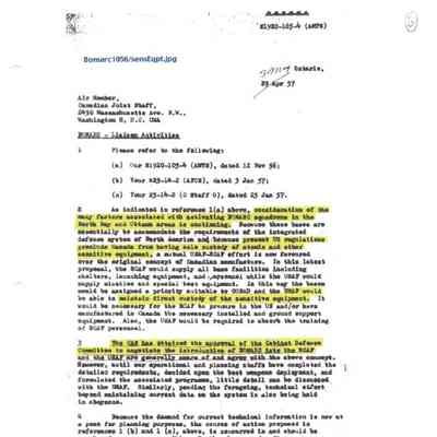 Letter from unknown source to the Air Member Canadian Joint Staff in Washington D.C. USA with respect to BOMARC Liaison Activities.