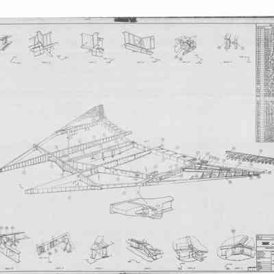 Machined Structural Members Wing Complete , Drawing 7-1060-P-E-1 white on black