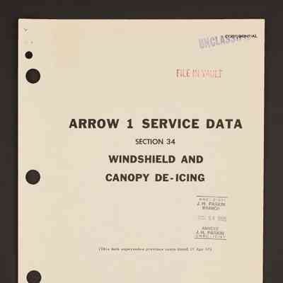 Arrow 1 service data. Section 34: Windshield and canopy de-icing