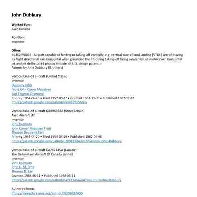 John Dubbury patent info
