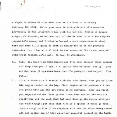 Interview with Al Weilband - 10 Feb 1984