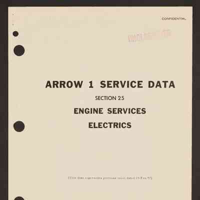 Arrow 1 service data. Section 25: Engine services: electrics