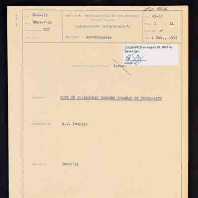 Note on supersonic bombers powered by turbo-jets - report AE-62 - copy 4