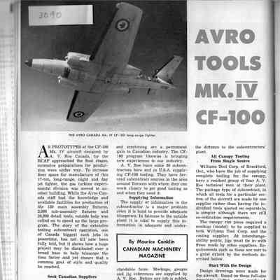 Avro Tools Mk.IV CF-100