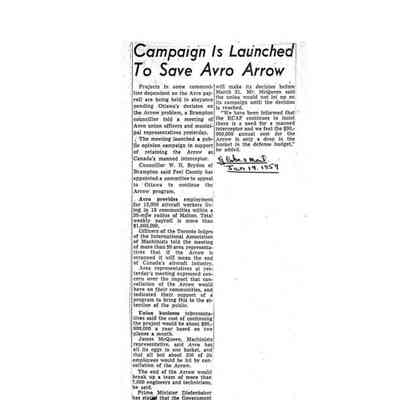Campaign is launched to save Avro Arrow