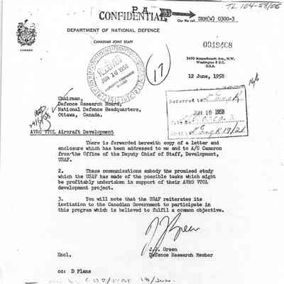 correspondence DND Canadian Joint Staff (CJS) to Defence Research Board (DRB)