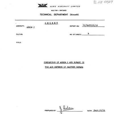 Comparison of Arrow 2 and BOMARC in the Air Defence of Eastern Canada