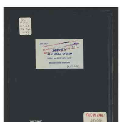 Arrow 2 electrical system report no. 72/Systems 11/27