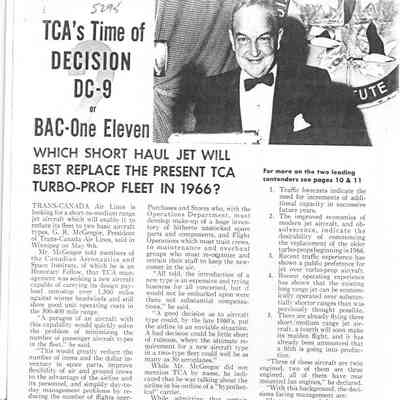 TCA's time of decision DC-9 or BAC-One Eleven