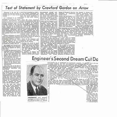 Text of Statement by Crawford Gordon on Arrow