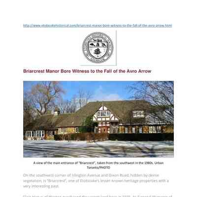 Briarcrest Manor Bore Witness the the Fall of the Avro Arrow